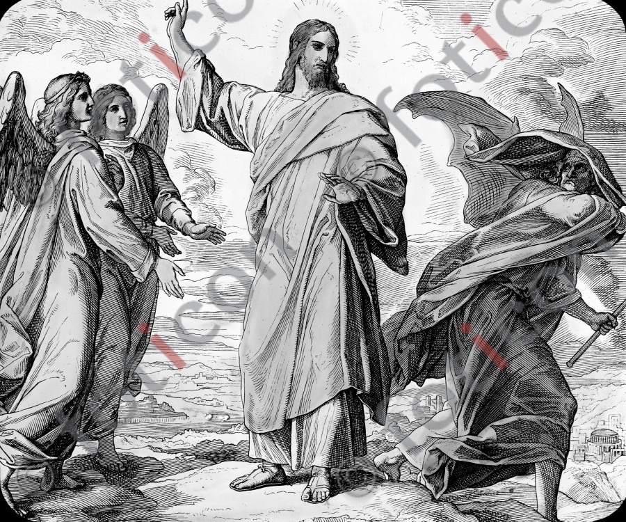 Die Versuchung Christi  | The Temptation of Christ  - Foto foticon-simon-043-sw-013.jpg | foticon.de - Bilddatenbank für Motive aus Geschichte und Kultur